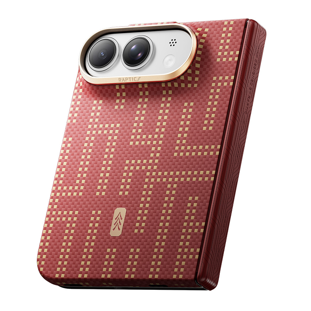 Apple iPhone Duo (Fold) Kılıf M-safe Şarj Özellikli Raptic Aramid SkinPro Grid Serisi Karbon Kapak - 3