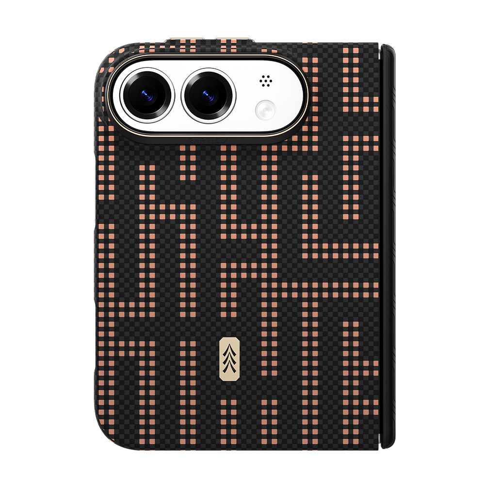 Apple iPhone Duo (Fold) Kılıf M-safe Şarj Özellikli Raptic Aramid SkinPro Grid Serisi Karbon Kapak - 2