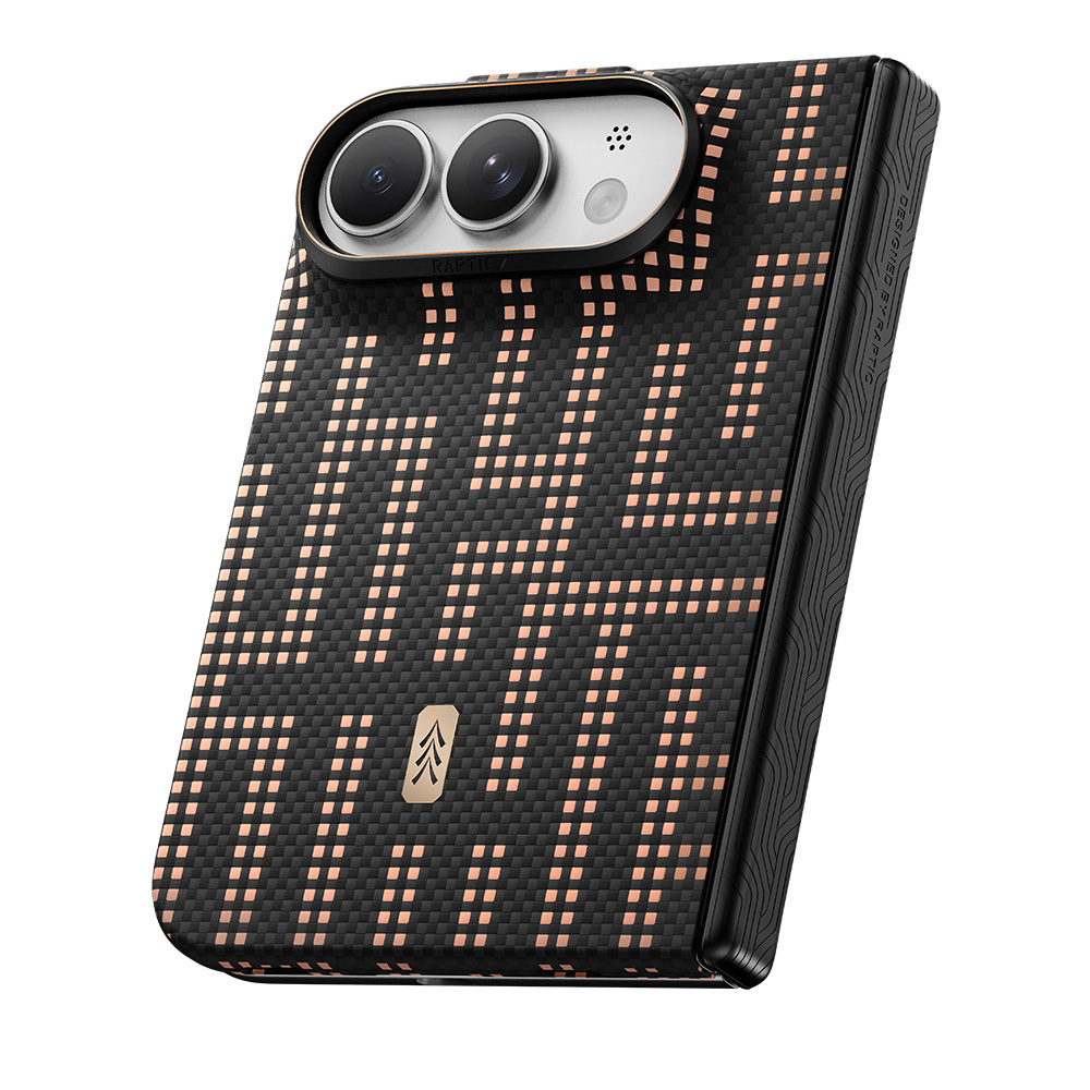 Apple iPhone Duo (Fold) Kılıf M-safe Şarj Özellikli Raptic Aramid SkinPro Grid Serisi Karbon Kapak - 3