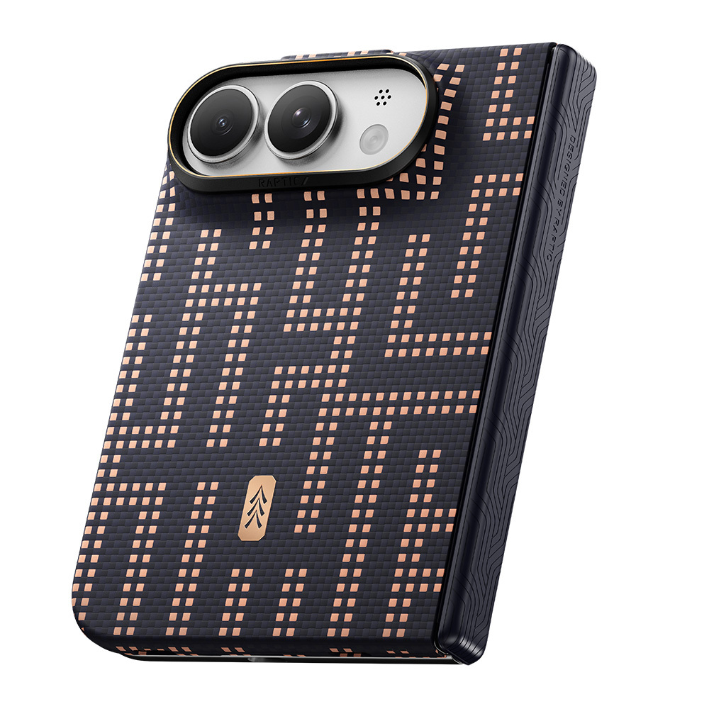 Apple iPhone Duo (Fold) Kılıf M-safe Şarj Özellikli Raptic Aramid SkinPro Grid Serisi Karbon Kapak - 3