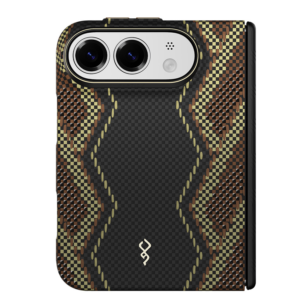 Apple iPhone Duo (Fold) Kılıf M-safe Şarj Özellikli Raptic Aramid SkinPro Scepter Serisi Karbon Kapak - 2
