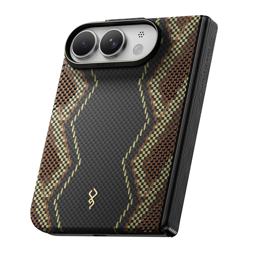 Apple iPhone Duo (Fold) Kılıf M-safe Şarj Özellikli Raptic Aramid SkinPro Scepter Serisi Karbon Kapak - 3