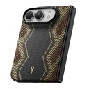 Apple iPhone Duo (Fold) Kılıf M-safe Şarj Özellikli Raptic Aramid SkinPro Scepter Serisi Karbon Kapak - 3