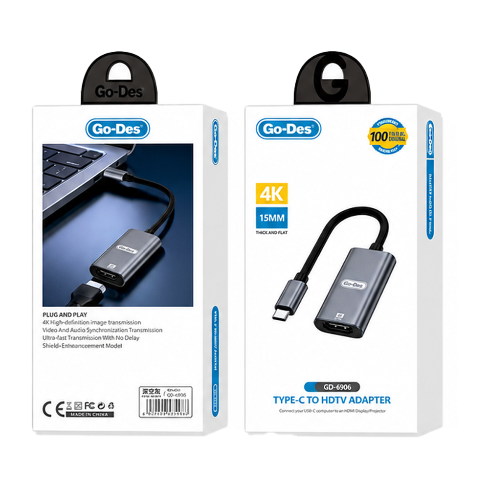 Go Des GD-6906 HDTV Type-C to HDMI 4K Ultra HD Ses ve Video Adaptörü 60hz - 1