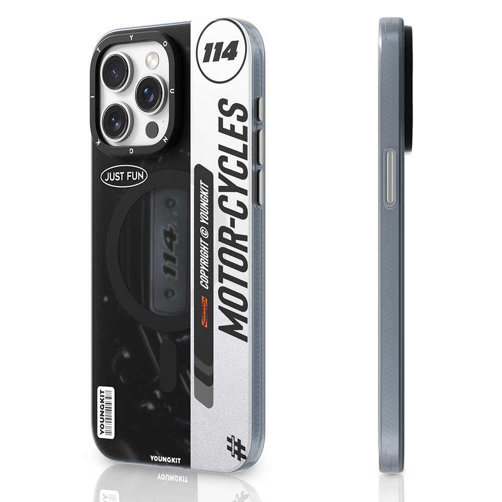 Apple iPhone 14 Pro Uyumlu Kılıf Magsafe Şarj Özellikli YoungKit Motorcycle Legend Serisi Kapak - 2