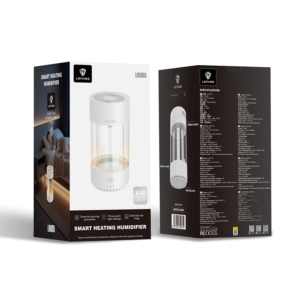 Lenyes LHU05 Zaman Ayarlı RGB Atmosfer Işıklı Aydınlatma Akıllı Isıtmalı Hava Nemlendirici - 7