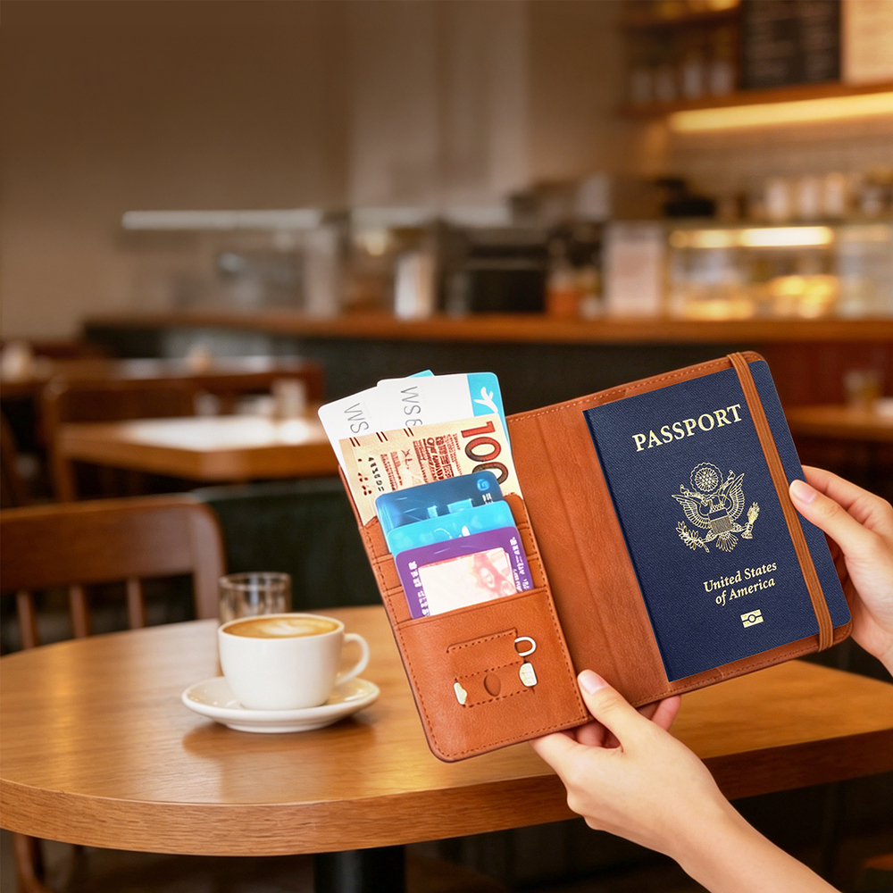 Micflip K02 iOS Cihazlar İçin FindMy Özellikli Pasaport Kart ve Sim Bölmeli Mikrofiber Kablosuz ve Pin Şarj Özellikli Deri Cüzdan - 2