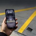 Micflip K02 iOS Cihazlar İçin FindMy Özellikli Pasaport Kart ve Sim Bölmeli Mikrofiber Kablosuz ve Pin Şarj Özellikli Deri Cüzdan - 4