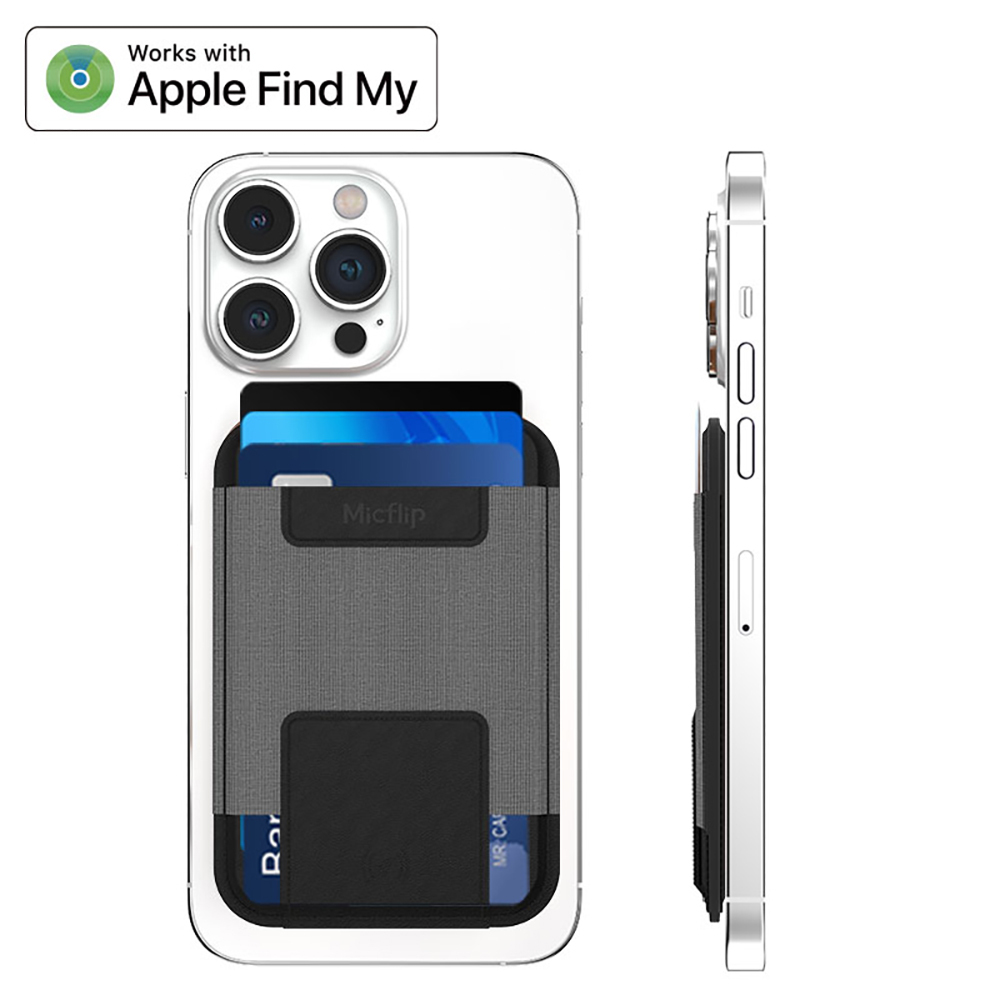 Micflip P065 Ultra İnce Tasarım iOS Cihazlara Özel Kablosuz ve Pin Şarj Özellikli FindMy Destekli Magnetik Standlı Kartlık - 1