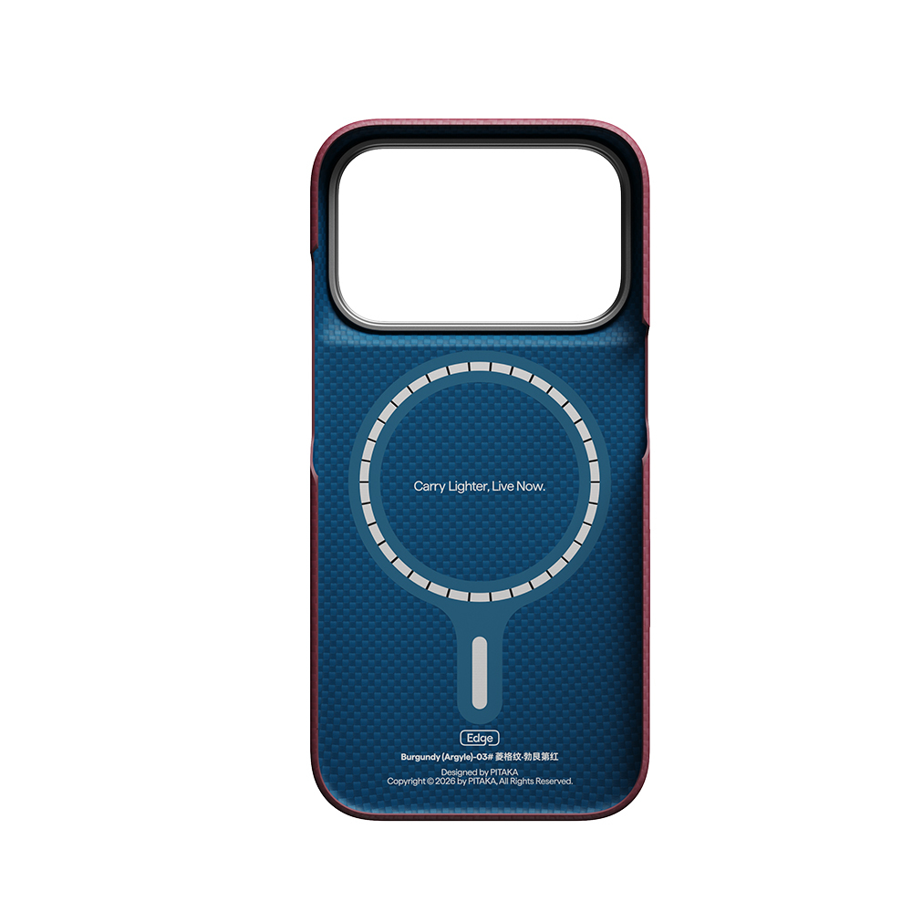 Apple iPhone 18 Pro Kılıf M-safe Şarj Özellikli Aramid Karbon Fiber Pitaka Argyle Serisi Kapak - 5