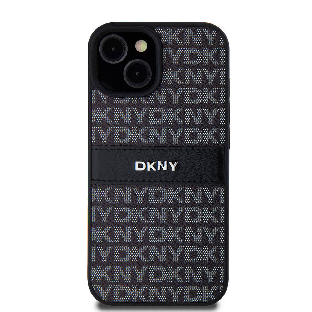 Apple iPhone 15 Uyumlu Kılıf DKNY Orjinal Lisanslı 3D Yazılı Repeat Texture Pattern Kapak - 1