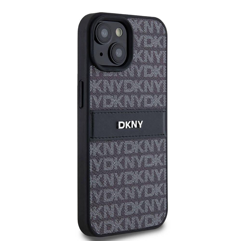 Apple iPhone 15 Uyumlu Kılıf DKNY Orjinal Lisanslı 3D Yazılı Repeat Texture Pattern Kapak - 2