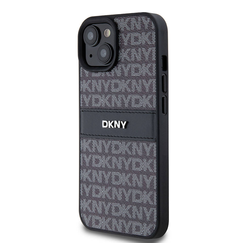 Apple iPhone 15 Uyumlu Kılıf DKNY Orjinal Lisanslı 3D Yazılı Repeat Texture Pattern Kapak - 6