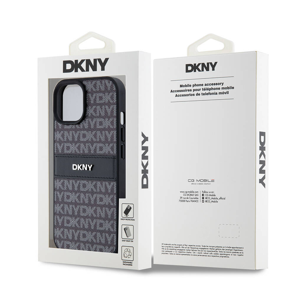 Apple iPhone 15 Uyumlu Kılıf DKNY Orjinal Lisanslı 3D Yazılı Repeat Texture Pattern Kapak - 7
