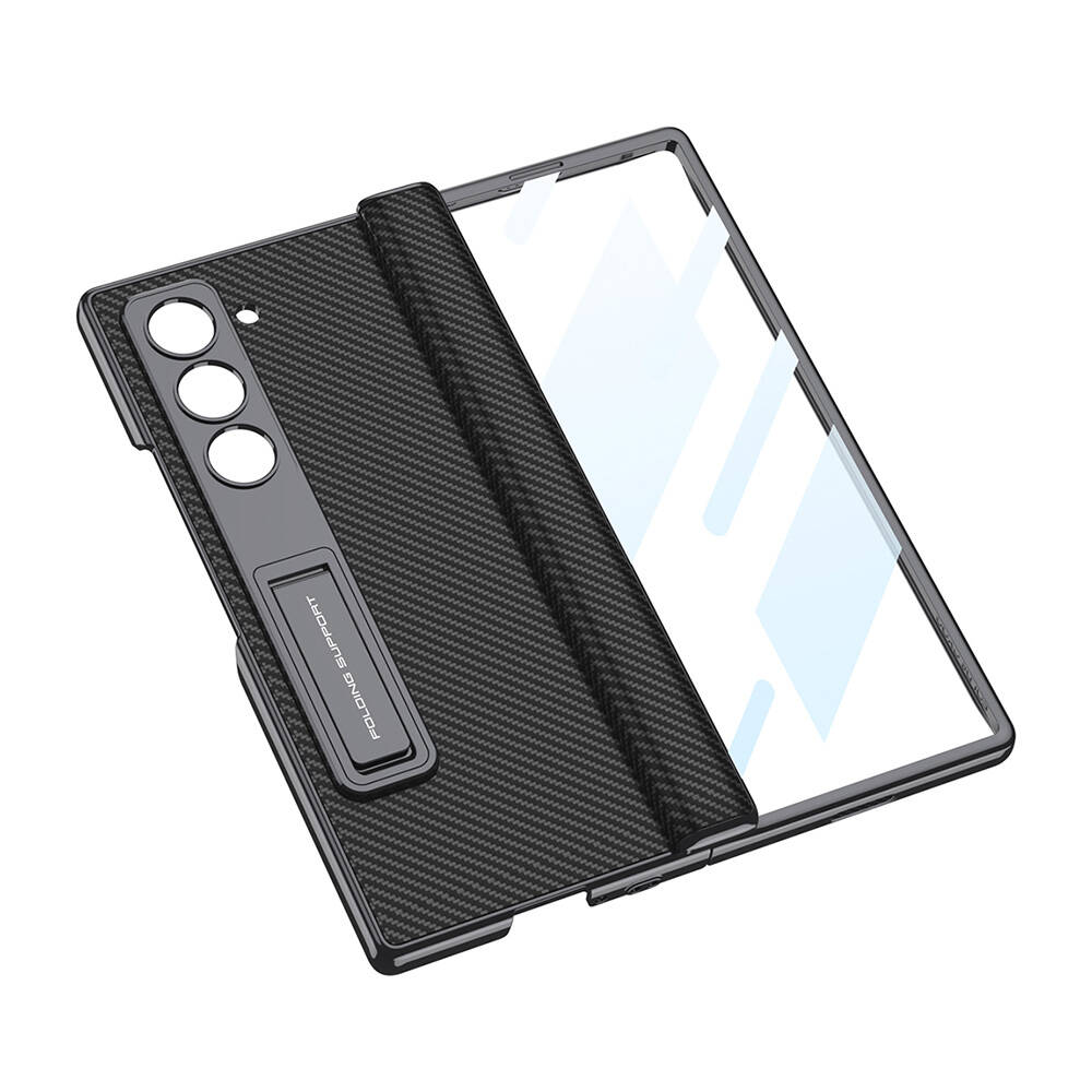 ​Samsung Galaxy Z Fold 6 Uyumlu Kılıf Deri Kalem Bölmeli Standlı Zore Kıpta Premium Kılıf - 5