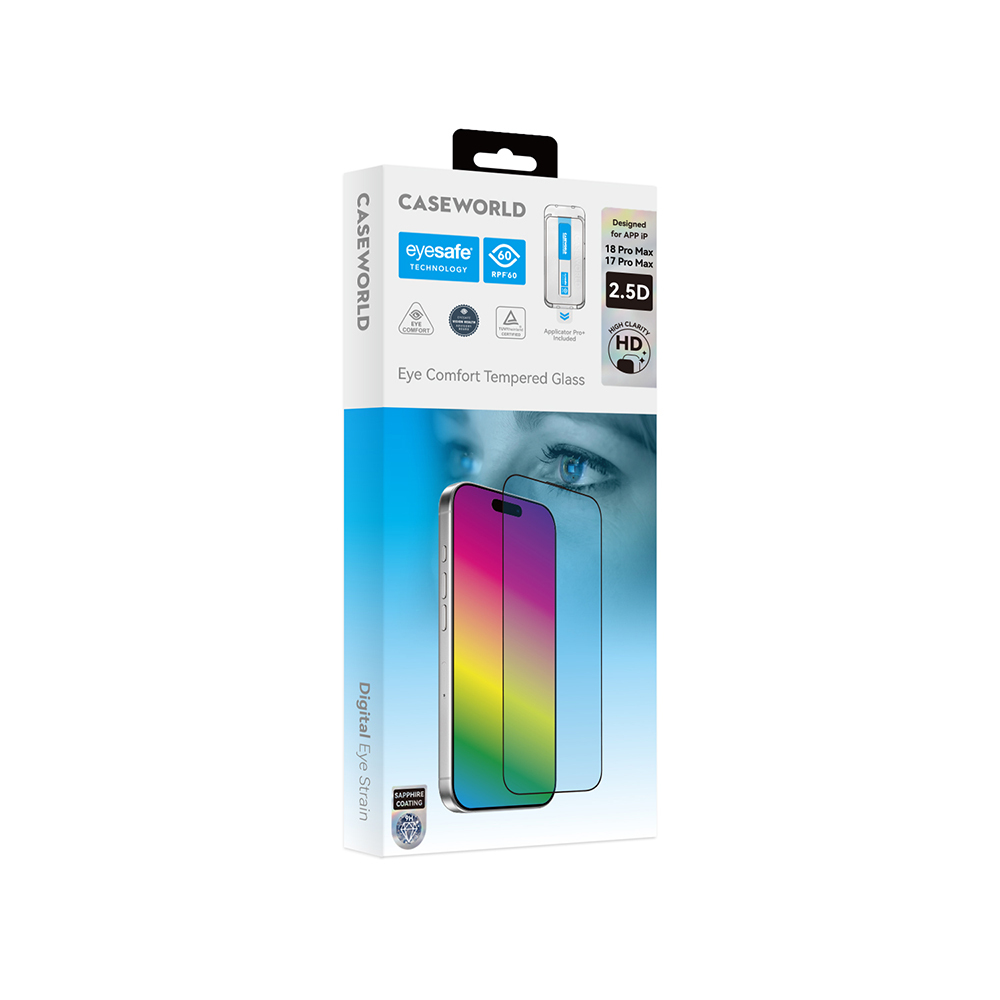 Apple iPhone 18 Pro Max CaseWorld Applicator Serisi 2.5D Eyesafe Mavi Işık Teknolojili Safir 0.33mm Temperli Cam Ekran Koruyucu + Uygulama Aparatı - 5