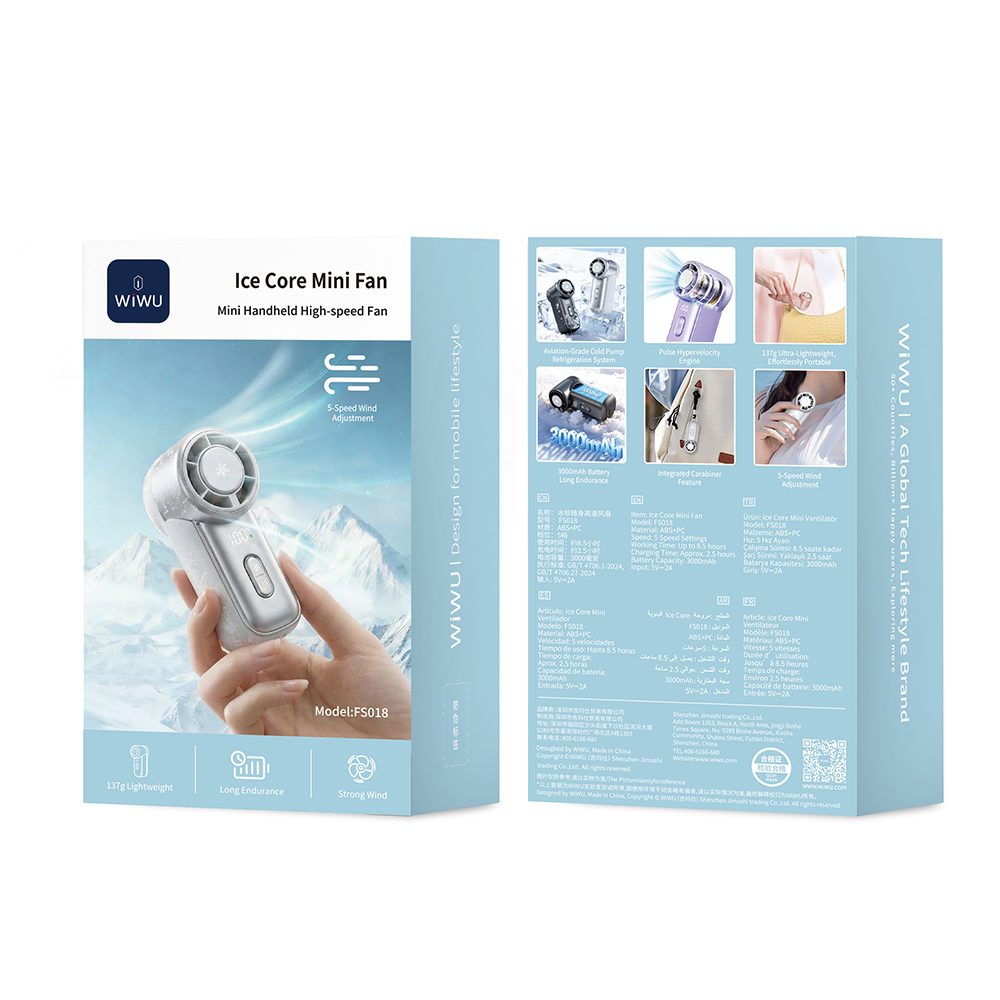 Wiwu Wi-FS018 Ice Core Mini Serisi Dijital LED Göstergeli Portatif Soğutucu El Fanı - 3