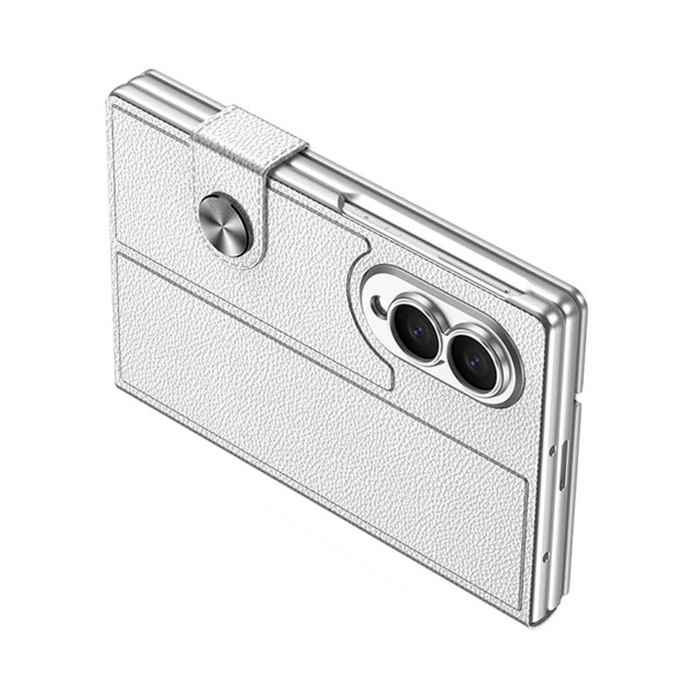 Galaxy Z Fold 8 Kılıf Karbon Fiber Tasarımlı Magnetik Tokalı Kartlıklı Zore Kıpta Zegna Kapak - 2