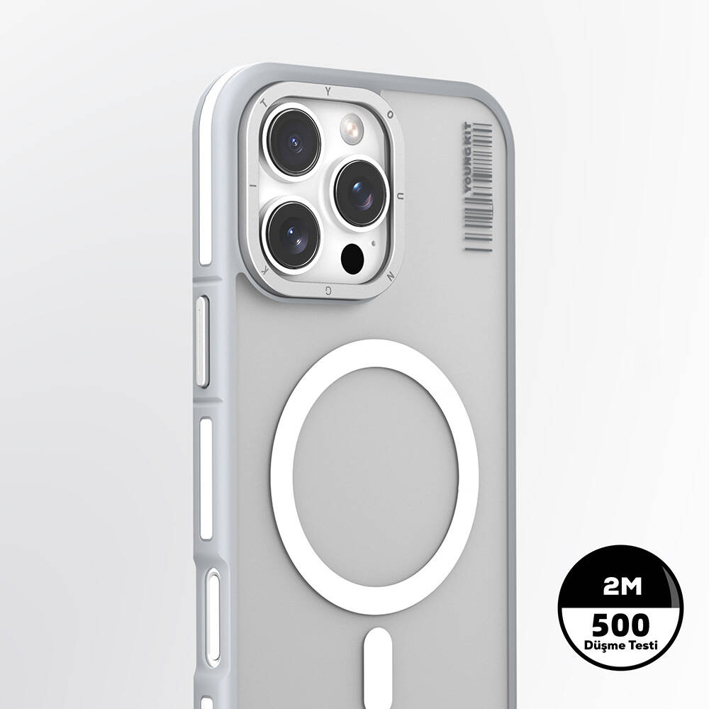 Apple iPhone 16 Pro Max Kılıf Magsafe Şarj Özellikli Youngkit Rock Sand Serisi Kapak - 4