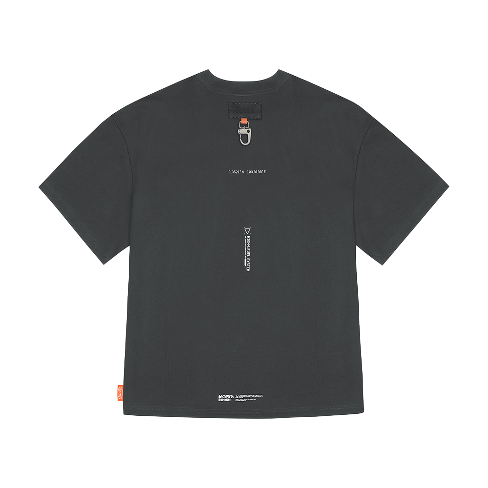 Skinarma Glitch Kısa Kollu Oversize Unisex Bisiklet Yaka Gri Tişört - 1