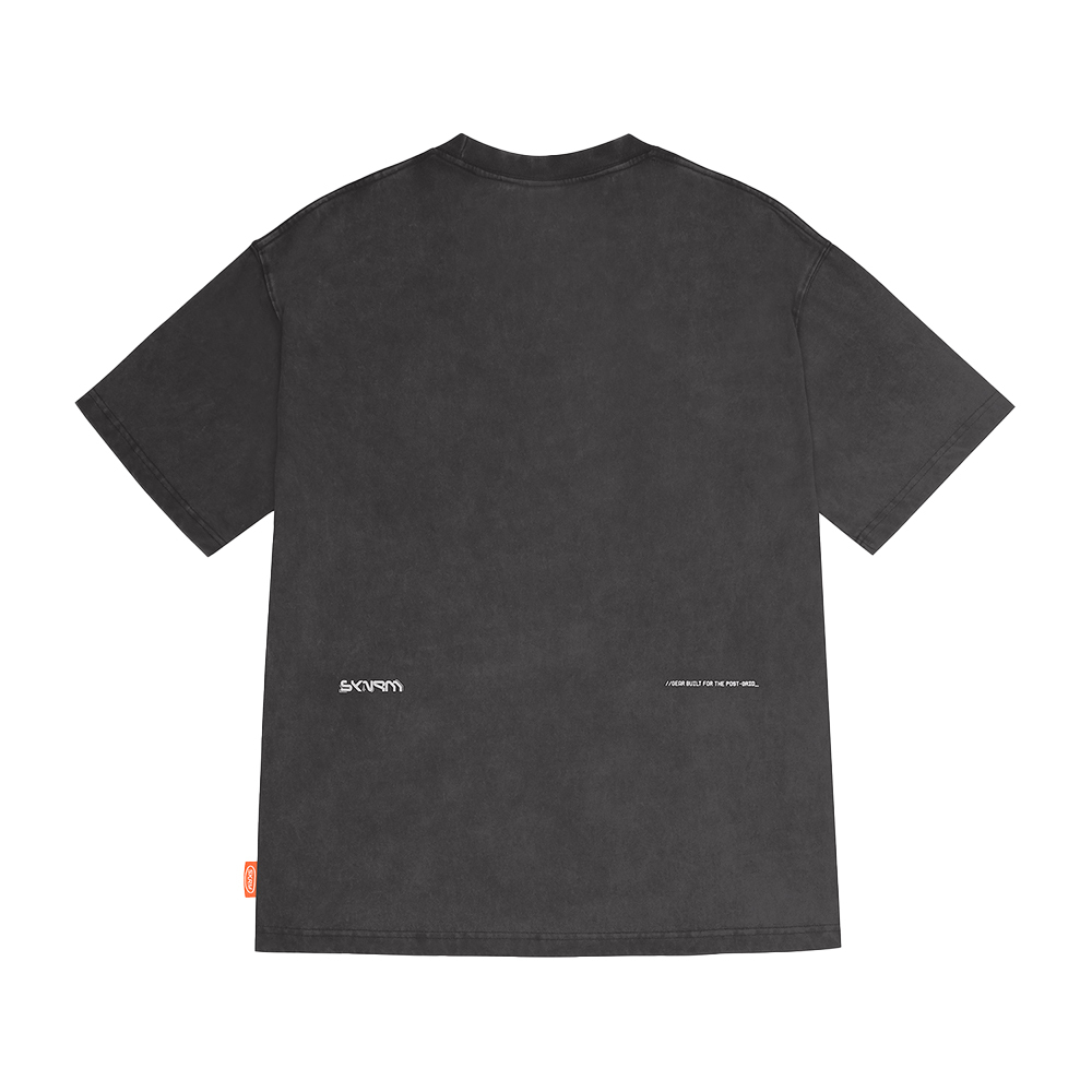 Skinarma Sonar Kısa Kollu Oversize Unisex Bisiklet Yaka Gri Tişört - 1