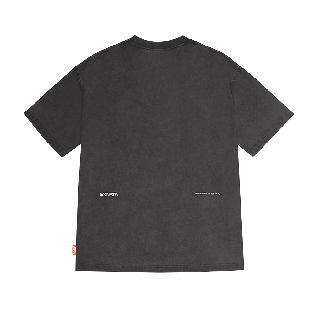Skinarma Sonar Kısa Kollu Oversize Unisex Bisiklet Yaka Gri Tişört - 1