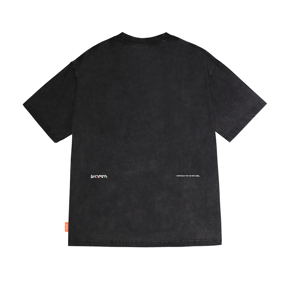 Skinarma Sonar Kısa Kollu Oversize Unisex Bisiklet Yaka Siyah Tişört - 1