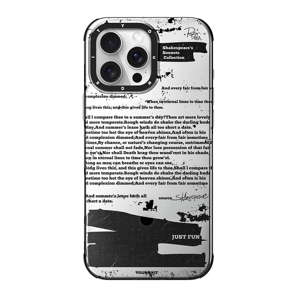 Apple iPhone 16 Pro Kılıf Magsafe Şarj Özellikli YoungKit Literary Serisi Shakespeare Kapak - 2