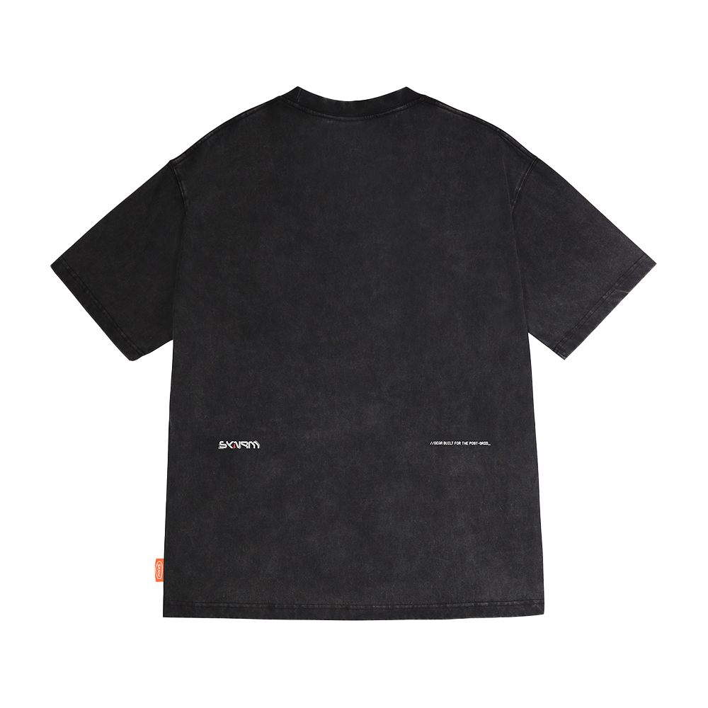 Skinarma Sonar Kısa Kollu Oversize Unisex Bisiklet Yaka Siyah Tişört - 1