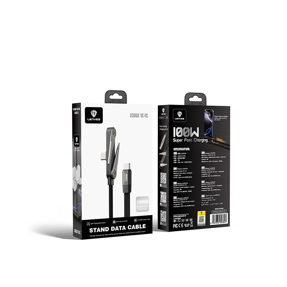 Lenyes LC553 Type-C to Type-C E-MARK Çipli Standlı Data ve Şarj Kablosu 100W 1M - 4