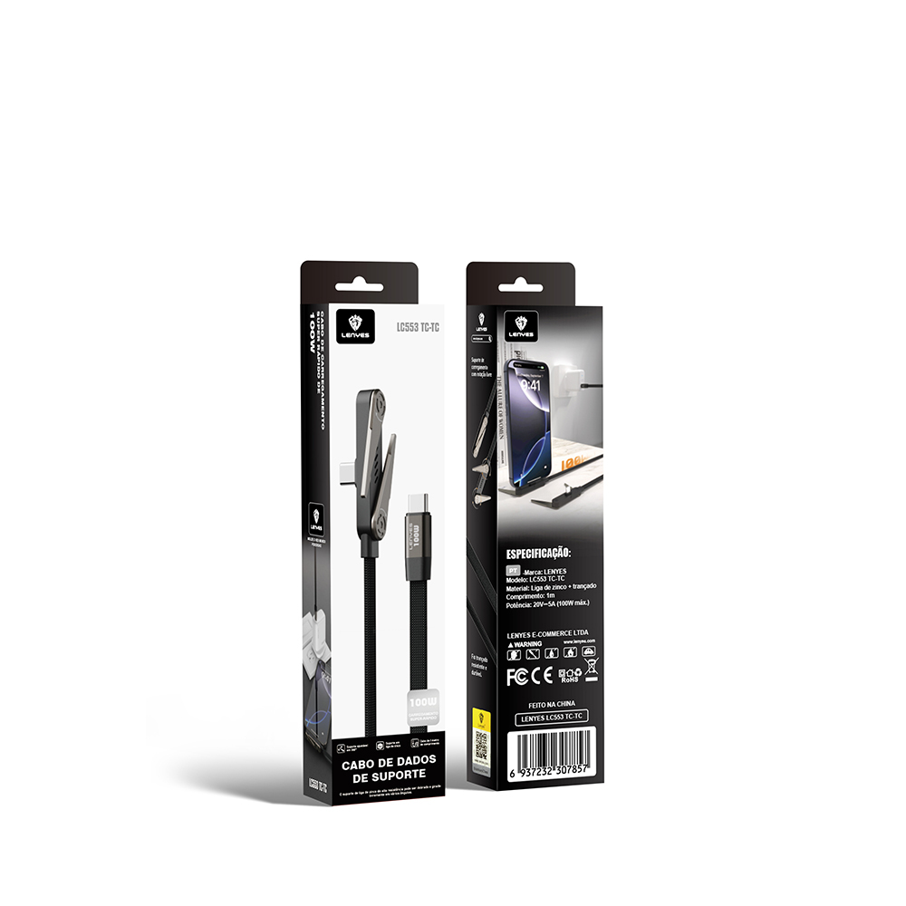 Lenyes LC553 Type-C to Type-C E-MARK Çipli Standlı Data ve Şarj Kablosu 100W 1M - 5