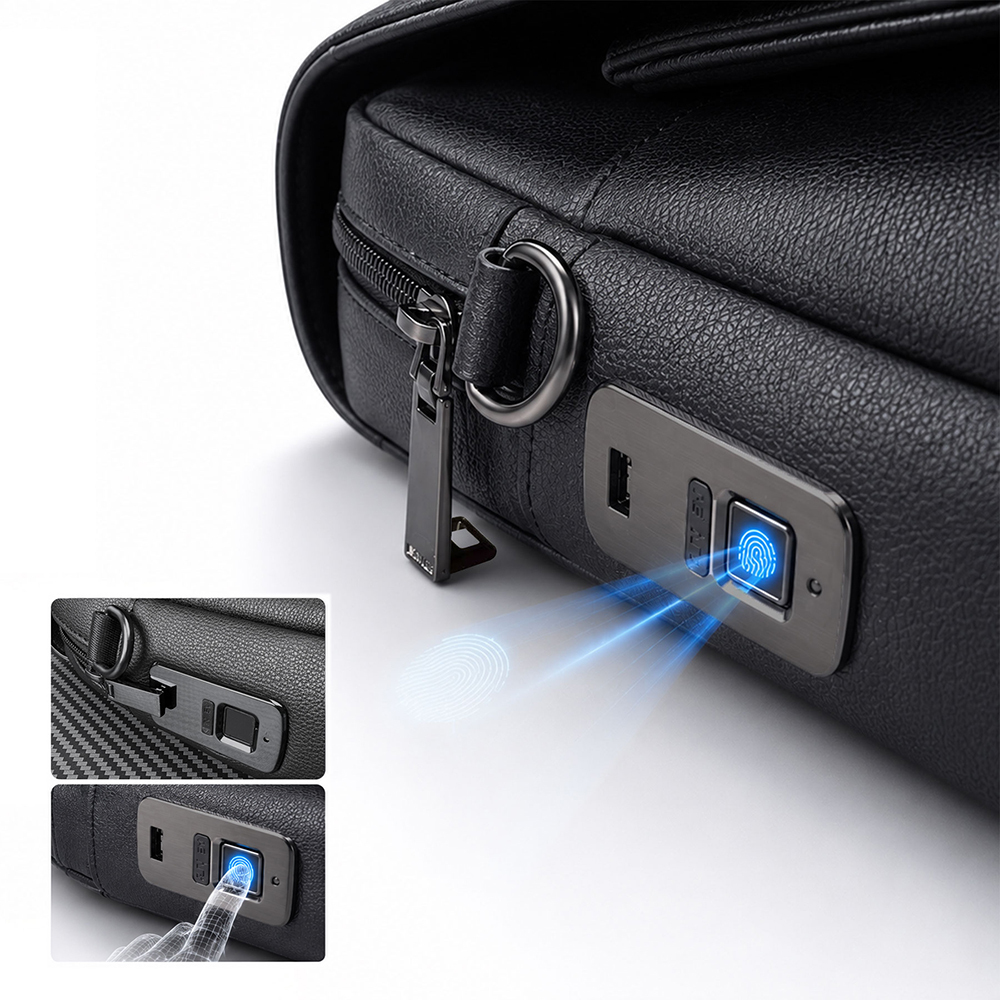 Lenyes LB734 Vesnara Serisi Parmak İzi Kilitli Su Geçirmez 14 inç Laptop Çantası - 2