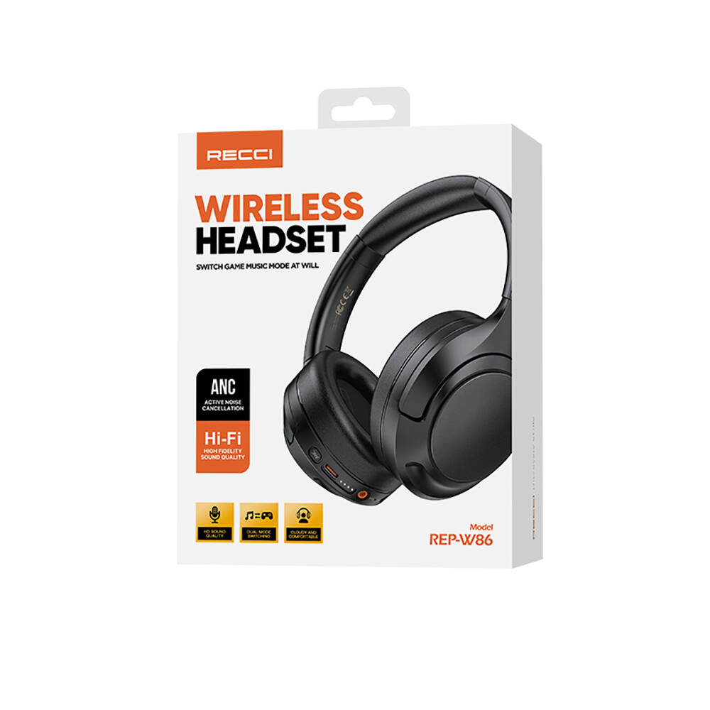 Recci REP-W86 ANC Özellikli Hi-Fi Ses Kaliteli Kulak Üstü Bluetooth v.5.3 Kulaklık - 10
