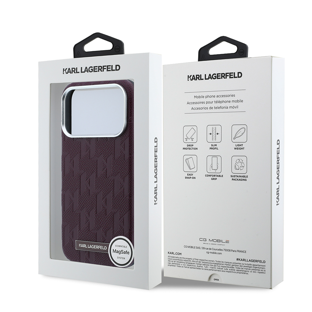 Apple iPhone 18 Pro Kılıf Karl Lagerfeld Orjinal Lisanslı M-safe Şarj Özellikli KL Yazılı Hot Stamp Kapak - 7
