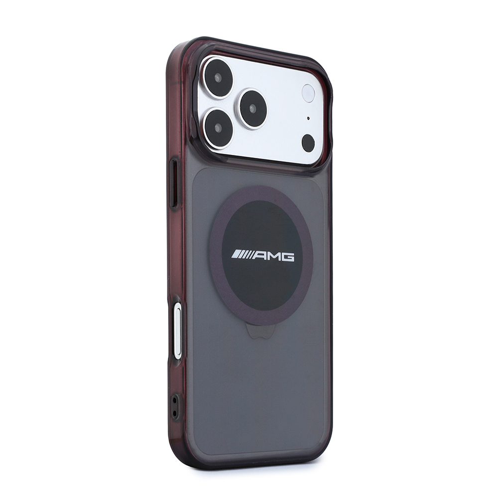 Apple iPhone 18 Pro Max Kılıf AMG Orjinal Lisanslı M-safe Şarj Özellikli Transparan IML Baskı Logolu Bicolor Block Kapak - 3