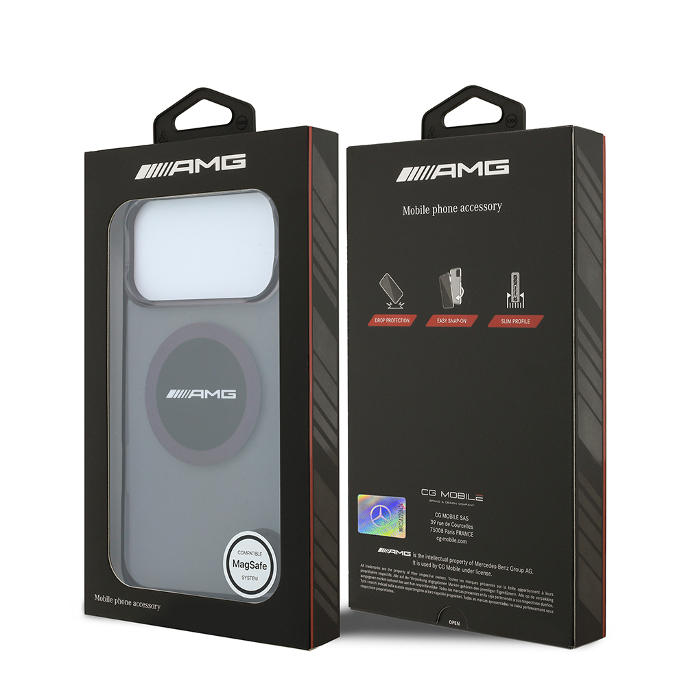 Apple iPhone 18 Pro Max Kılıf AMG Orjinal Lisanslı M-safe Şarj Özellikli Transparan IML Baskı Logolu Bicolor Block Kapak - 7