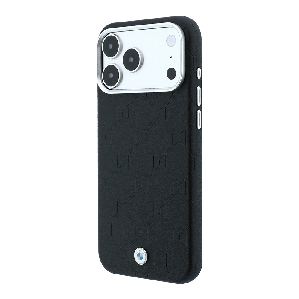 Apple iPhone 18 Pro Kılıf BMW Orjinal Lisanslı M-safe Şarj Özellikli Metal Logolu Kabartmalı Kapitone Deri Kapak - 1
