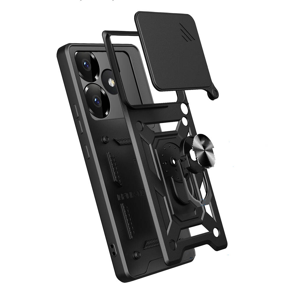 Xiaomi Poco F6 Kılıf Magnetik Standlı Kamera Korumalı Zore Sürgülü Vega Kapak - 1