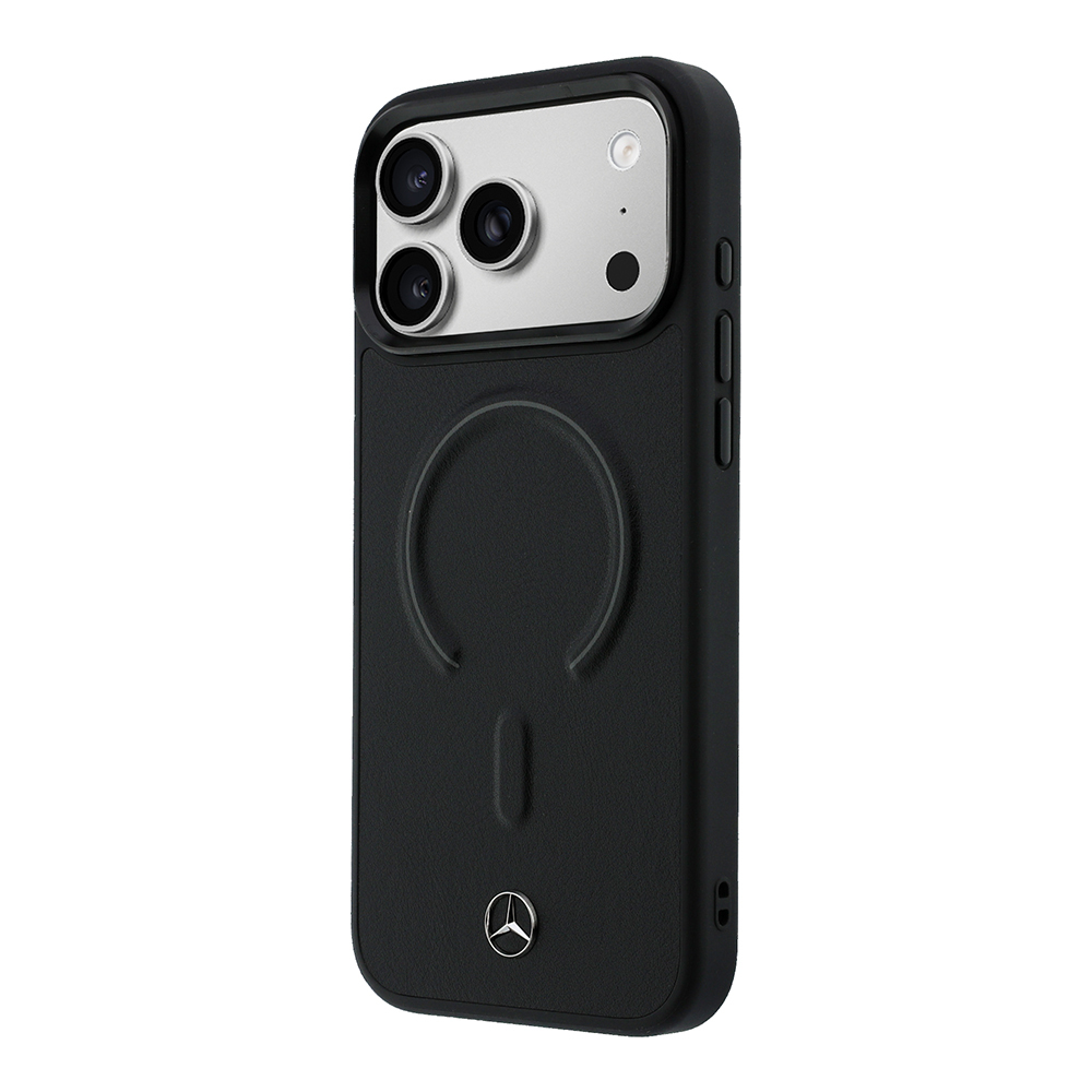 Apple iPhone 18 Pro Kılıf Mercedes Benz Orjinal Lisanslı M-safe Şarj Özellikli Metal Yıldız Logolu Kabartmalı Deri Kapak - 1