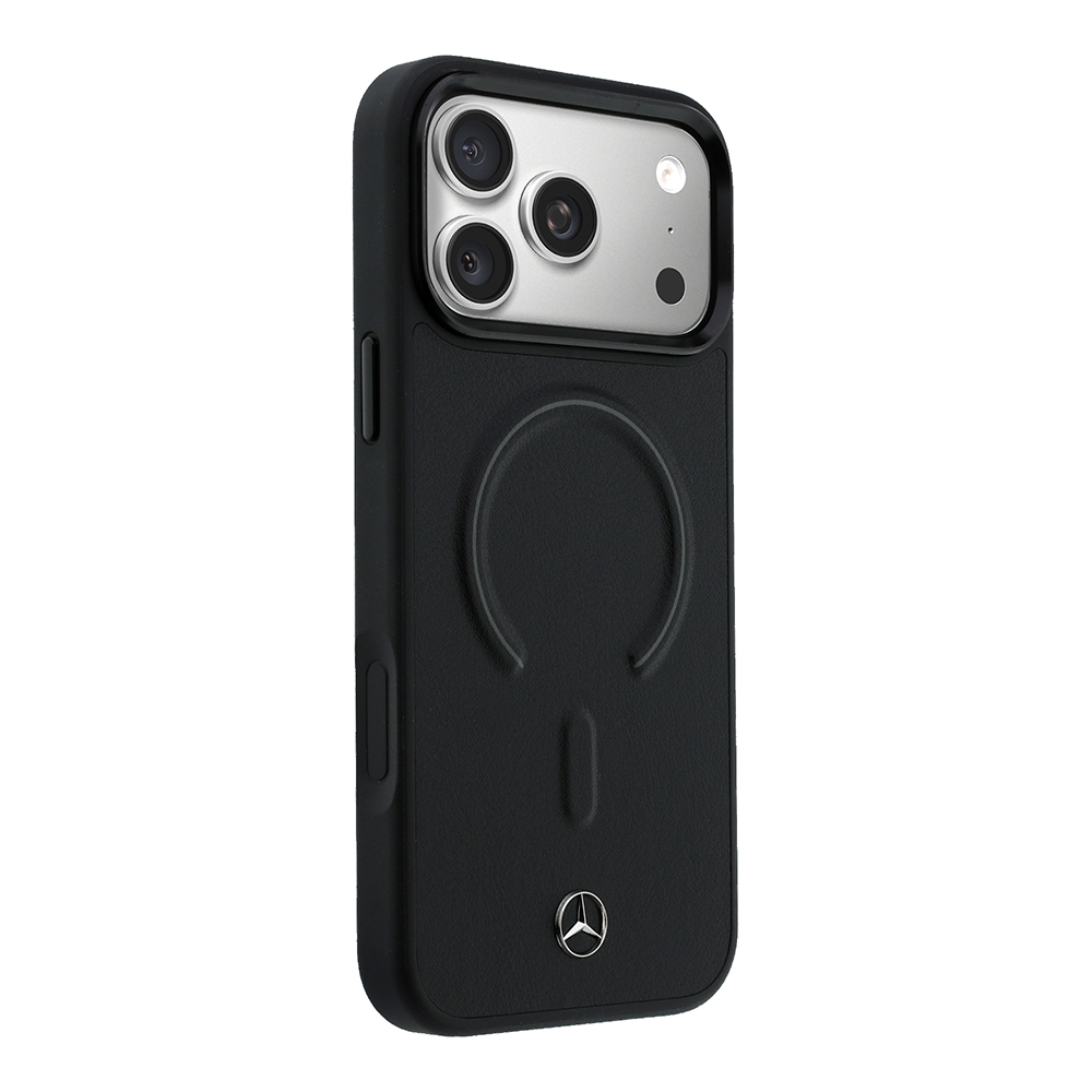 Apple iPhone 18 Pro Max Kılıf Mercedes Benz Orjinal Lisanslı M-safe Şarj Özellikli Metal Yıldız Logolu Kabartmalı Deri Kapak - 3