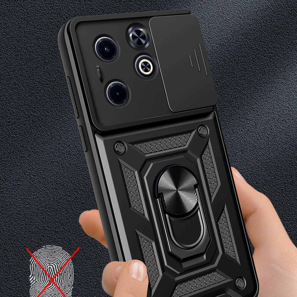Infinix Hot 40i Uyumlu Kılıf Magnetik Standlı Kamera Korumalı Zore Sürgülü Vega Kapak - 4