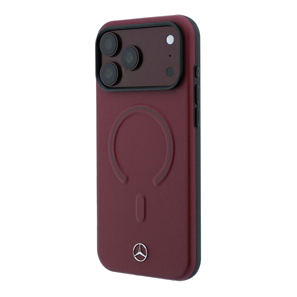 Apple iPhone 18 Pro Max Kılıf Mercedes Benz Orjinal Lisanslı M-safe Şarj Özellikli Metal Yıldız Logolu Kabartmalı Deri Kapak - 1