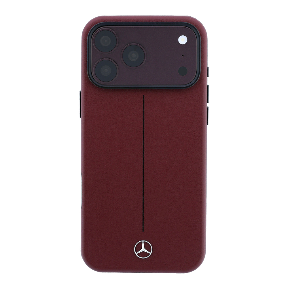 Apple iPhone 18 Pro Max Kılıf Mercedes Benz Orjinal Lisanslı M-safe Şarj Özellikli Metal Yıldız Logolu Çizgili Deri Kapak - 2