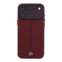 Apple iPhone 18 Pro Max Kılıf Mercedes Benz Orjinal Lisanslı M-safe Şarj Özellikli Metal Yıldız Logolu Çizgili Deri Kapak - 2