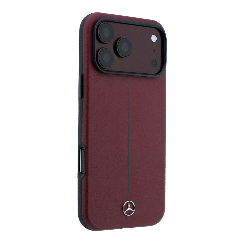 Apple iPhone 18 Pro Max Kılıf Mercedes Benz Orjinal Lisanslı M-safe Şarj Özellikli Metal Yıldız Logolu Çizgili Deri Kapak - 3