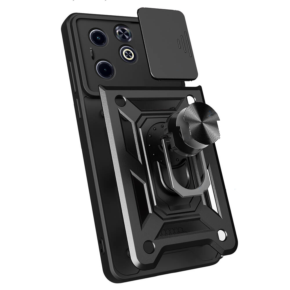 İnfinix Smart 8 Kılıf Magnetik Standlı Kamera Korumalı Zore Sürgülü Vega Kapak - 6