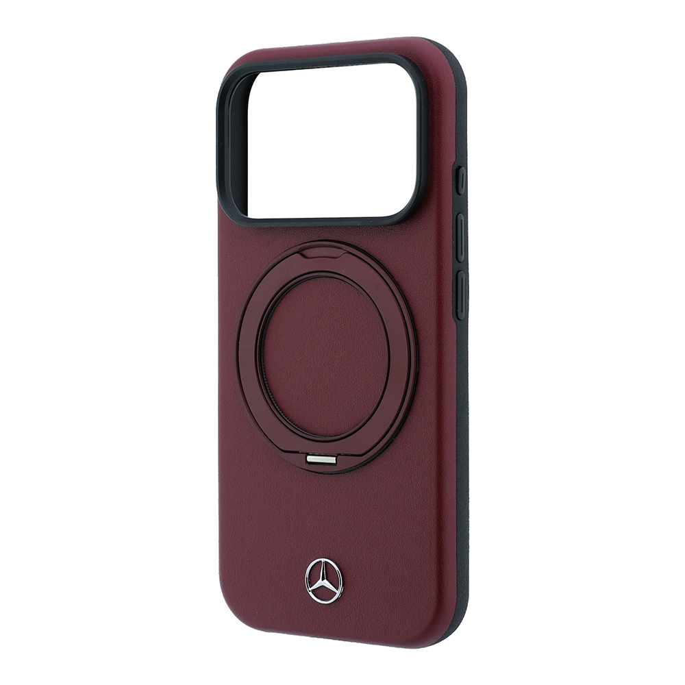 Apple iPhone 18 Pro Kılıf Mercedes Benz Orjinal Lisanslı M-safe Şarj Özellikli 360 Derece Dönebilen Standlı PU Metal Logolu Kapak - 5