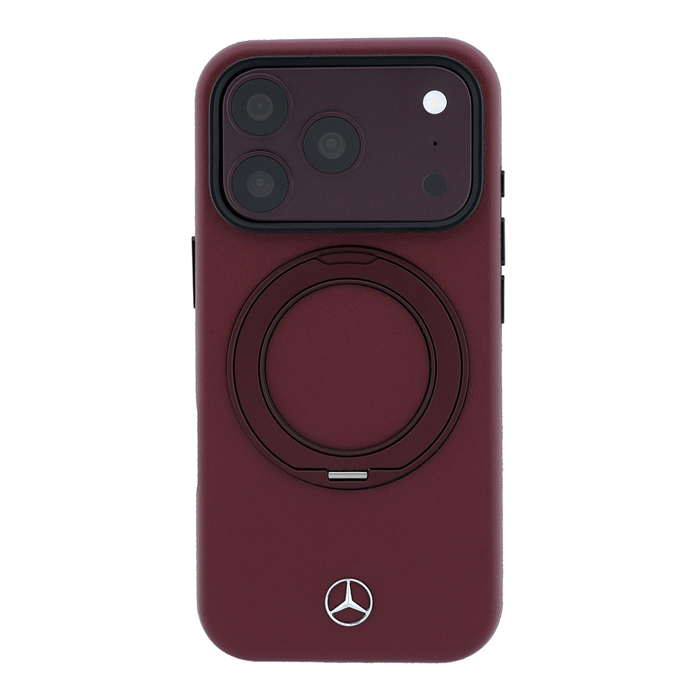Apple iPhone 18 Pro Max Kılıf Mercedes Benz Orjinal Lisanslı M-safe Şarj Özellikli 360 Derece Dönebilen Standlı PU Metal Logolu Kapak - 2