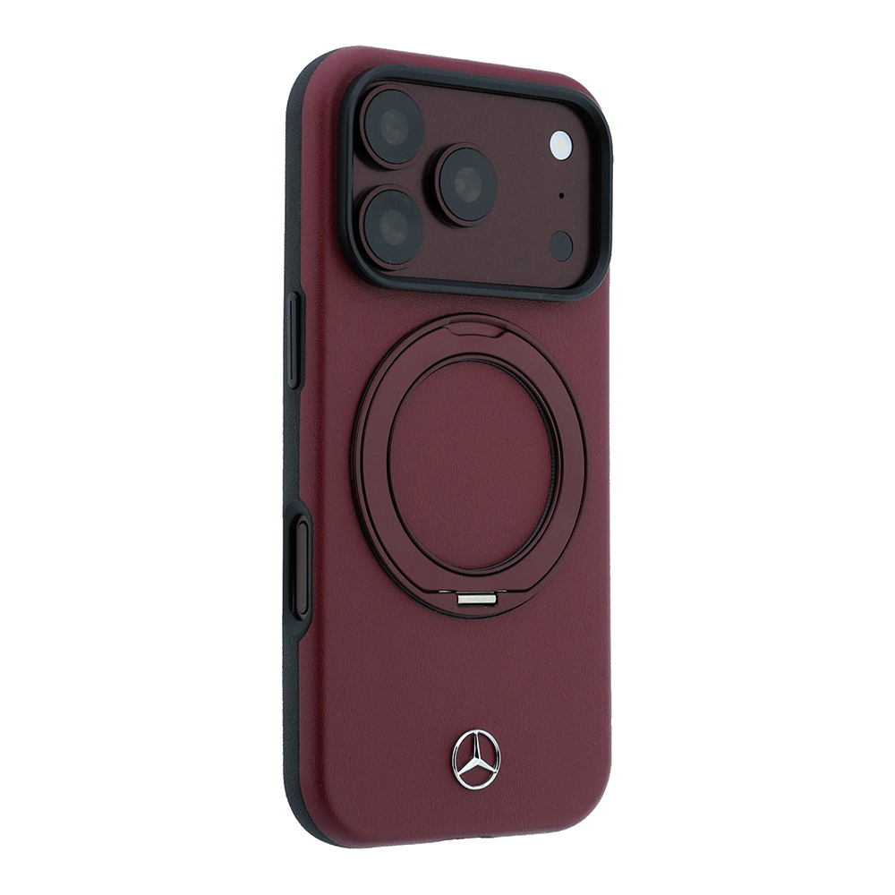 Apple iPhone 18 Pro Max Kılıf Mercedes Benz Orjinal Lisanslı M-safe Şarj Özellikli 360 Derece Dönebilen Standlı PU Metal Logolu Kapak - 3