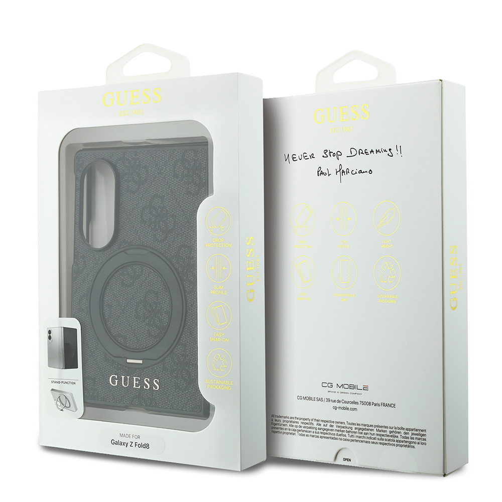 Galaxy Z Fold 8 Kılıf Guess Orjinal Lisanslı M-safe Şarj Özellikli 360 Derece Dönebilen Standlı PU Metal Logolu Kapak - 7